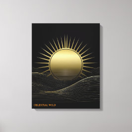 Golden Horizon Sun Minimalist Art Canvas Gift Afdruk
