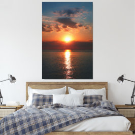 Golden Horizon: Sunset Over the Sea Canvas Afdruk