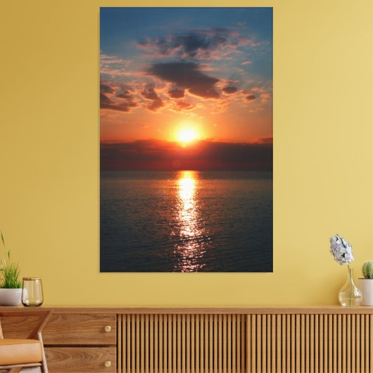 Golden Horizon: Sunset Over the Sea Canvas Afdruk (Insitu (Woonkamer))