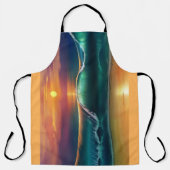 Golden Horizon Wave All-Over Print Apron Schort (Voorkant)