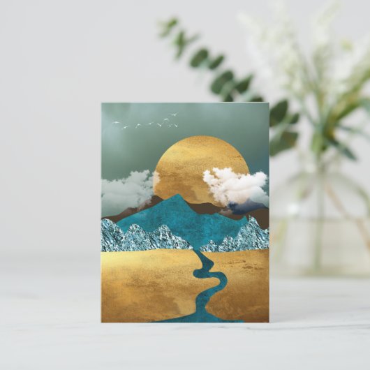 Golden Horizon with Blue Mountains Briefkaart (Staand voorkant)