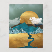 Golden Horizon with Blue Mountains Briefkaart (Voorkant)