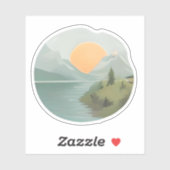 Golden Horizon: Zonsondergang bij het meer Sticker (Vel)