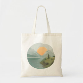 Golden Horizon: Zonsondergang bij het meer Tote Bag