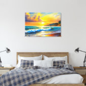Golden Horizon: Zonsondergang Sereniteit Canvas Afdruk (Insitu (Slaapkamer))