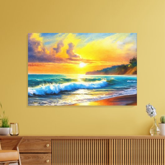 Golden Horizon: Zonsondergang Sereniteit Canvas Afdruk (Insitu (Woonkamer))