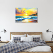 Golden Horizon: Zonsondergang Sereniteit Canvas Afdruk (Insitu (Slaapkamer))