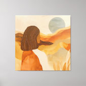 Golden Horizons - Abstracte woestijnvrouw Canvas Afdruk (Voorkant)