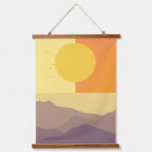 Golden Horizons: een minimalistische zonsondergang Hangend Wandkleed (Voorkant)
