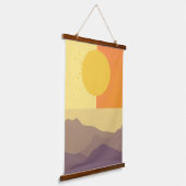 Golden Horizons: een minimalistische zonsondergang Hangend Wandkleed (Gebogen)