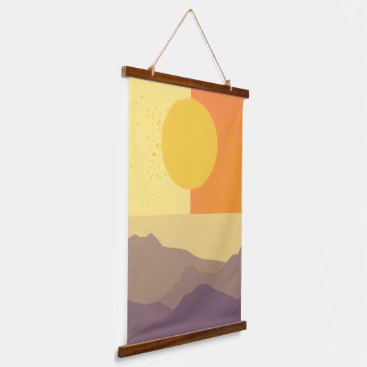 Golden Horizons: een minimalistische zonsondergang Hangend Wandkleed (Gebogen)