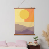 Golden Horizons: een minimalistische zonsondergang Hangend Wandkleed (Slaapkamer)