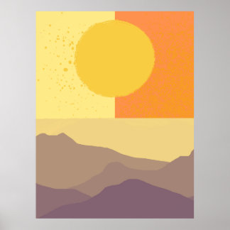 Golden Horizons: een minimalistische zonsondergang Poster