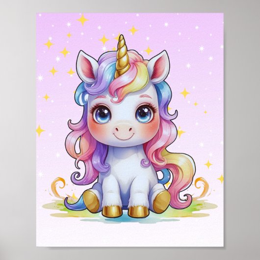 Golden Horn Unicorn Poster (Voorkant)