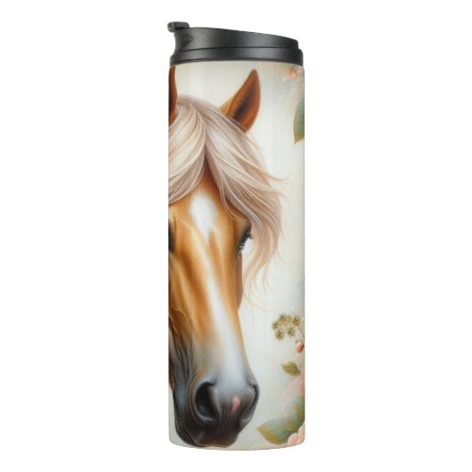 Golden Horse Head Floral Beauty Thermosbeker (Geroteerd rechts)