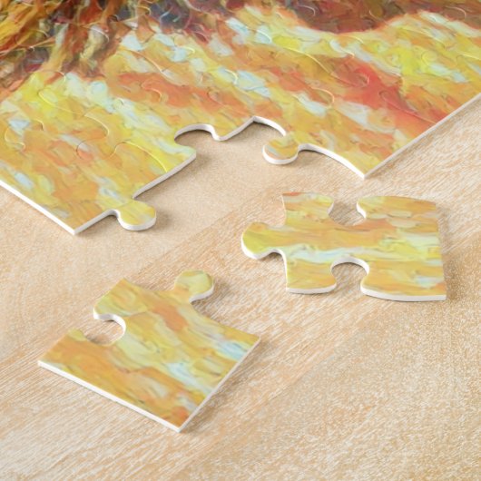 Golden Horse op Floral Pattern Puzzle Legpuzzel (Zijkant)