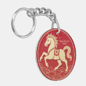 Golden Horse Red Chinese New Year 2026  Sleutelhanger (Voorkant Links)