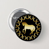 GOLDEN HORSE RONDE BUTTON 5,7 CM (Voorkant /achterkant)