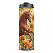 Golden Horse Sunflower Rose Field Thermosbeker (Voorkant)