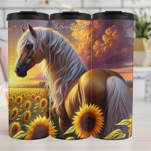 Golden Horse Sunflower Sunset Field Thermosbeker