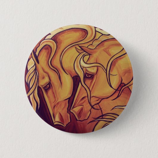 Golden Horses Ronde Button 5,7 Cm (Voorkant)