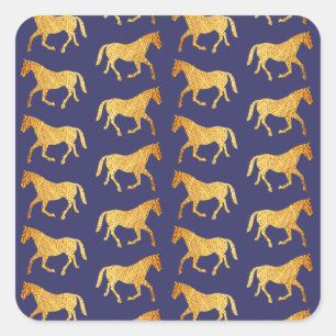 Golden Horses Vierkante Sticker