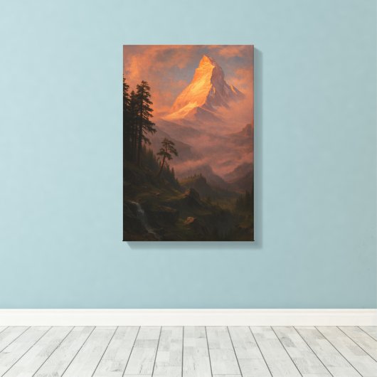 Golden Hour Alpine Peak Canvas Afdruk (Insitu (Houten vloer))