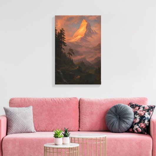 Golden Hour Alpine Peak Canvas Afdruk (Insitu (Woonkamer))