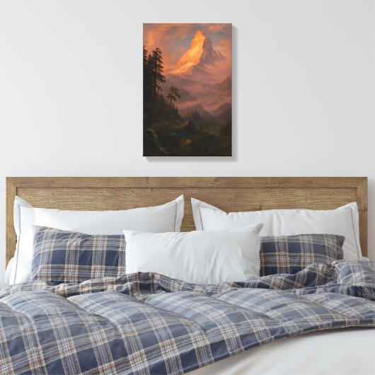 Golden Hour Alpine Peak Canvas Afdruk (Insitu (Slaapkamer))