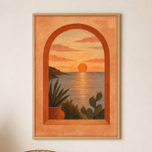 Golden Hour Arch Gouache Boho Kunstposter