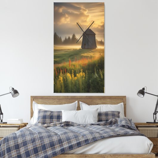 Golden Hour at the Old Windmill Canvas Afdruk (Insitu (Slaapkamer))