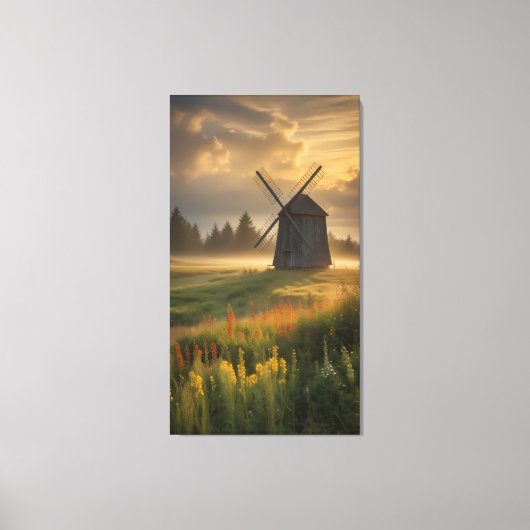 Golden Hour at the Old Windmill Canvas Afdruk (Voorkant)
