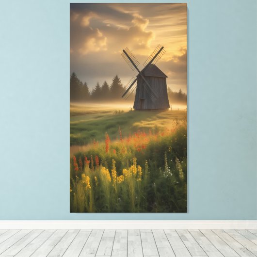Golden Hour at the Old Windmill Canvas Afdruk (Insitu (Houten vloer))