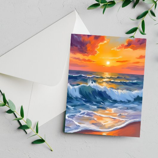 Golden Hour Beach Sunset Coastal Briefkaart