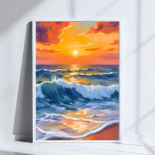 Golden Hour Beach Sunset Coastal Poster