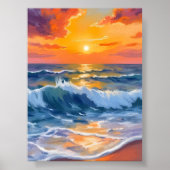 Golden Hour Beach Sunset Coastal Poster (Voorkant)