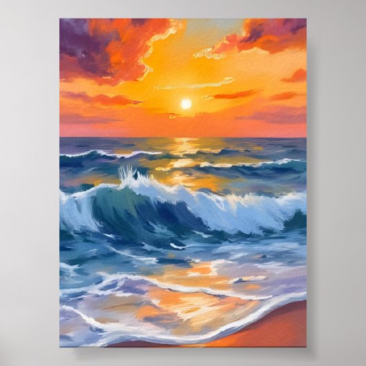 Golden Hour Beach Sunset Coastal Poster (Voorkant)