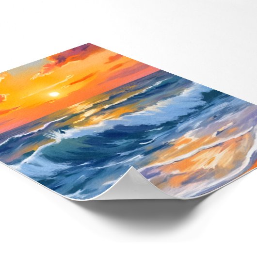Golden Hour Beach Sunset Coastal Poster (Hoek)