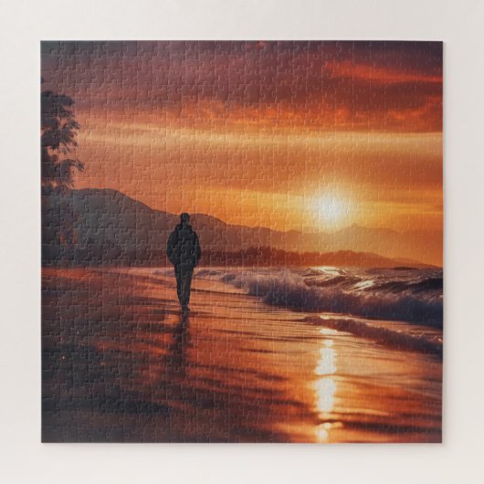 Golden Hour Beach Walking Man Legpuzzel (Verticaal)