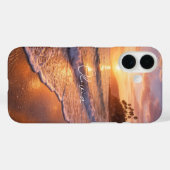 Golden Hour Beach Waves Photo Monogram iPhone Case (Achterkant (horizontaal))