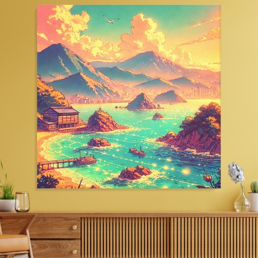 Golden Hour bij de baai Canvas Afdruk (Insitu (Woonkamer))
