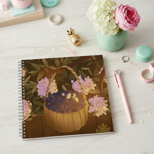 Golden Hour Blueberry Basket Square Notitieboek