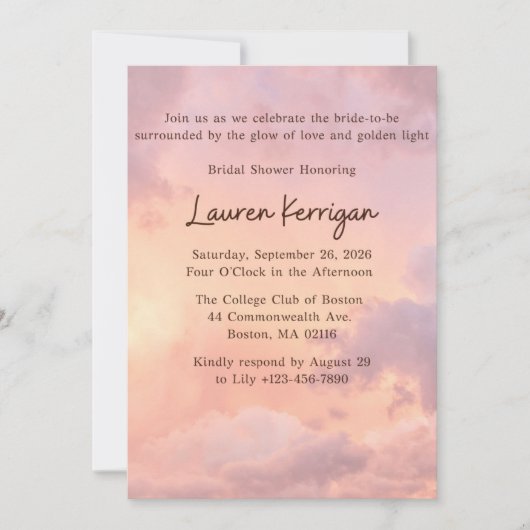 Golden Hour Bridal Shower Invitation Kaart (Voorkant)