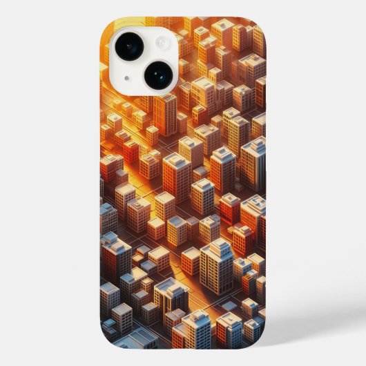 Golden Hour Cityscape Phone Case - Isometric 3D  (Achterkant)