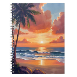 Golden Hour Cove | Tropisch Oceaanaquarel Notitieboek
