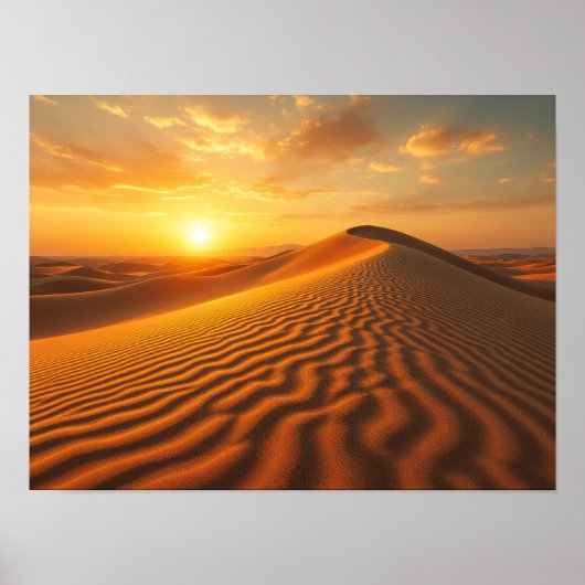 Golden Hour Desert Sand Dunes Sunset Photography Poster (Voorkant)