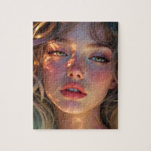 Golden Hour Dream - Stralend Engelachtig Portret Legpuzzel (Verticaal)