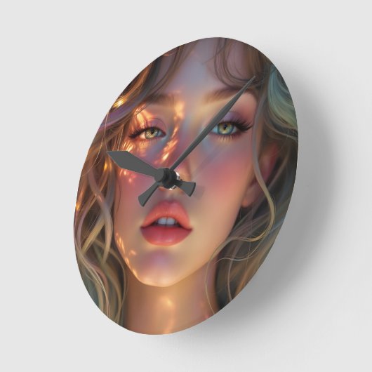 Golden Hour Dream - Stralend Engelachtig Portret Ronde Klok (Hoek)