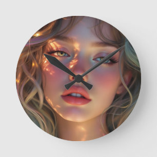 Golden Hour Dream - Stralend Engelachtig Portret Ronde Klok