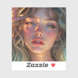 Golden Hour Dream - Stralend Engelachtig Portret Sticker